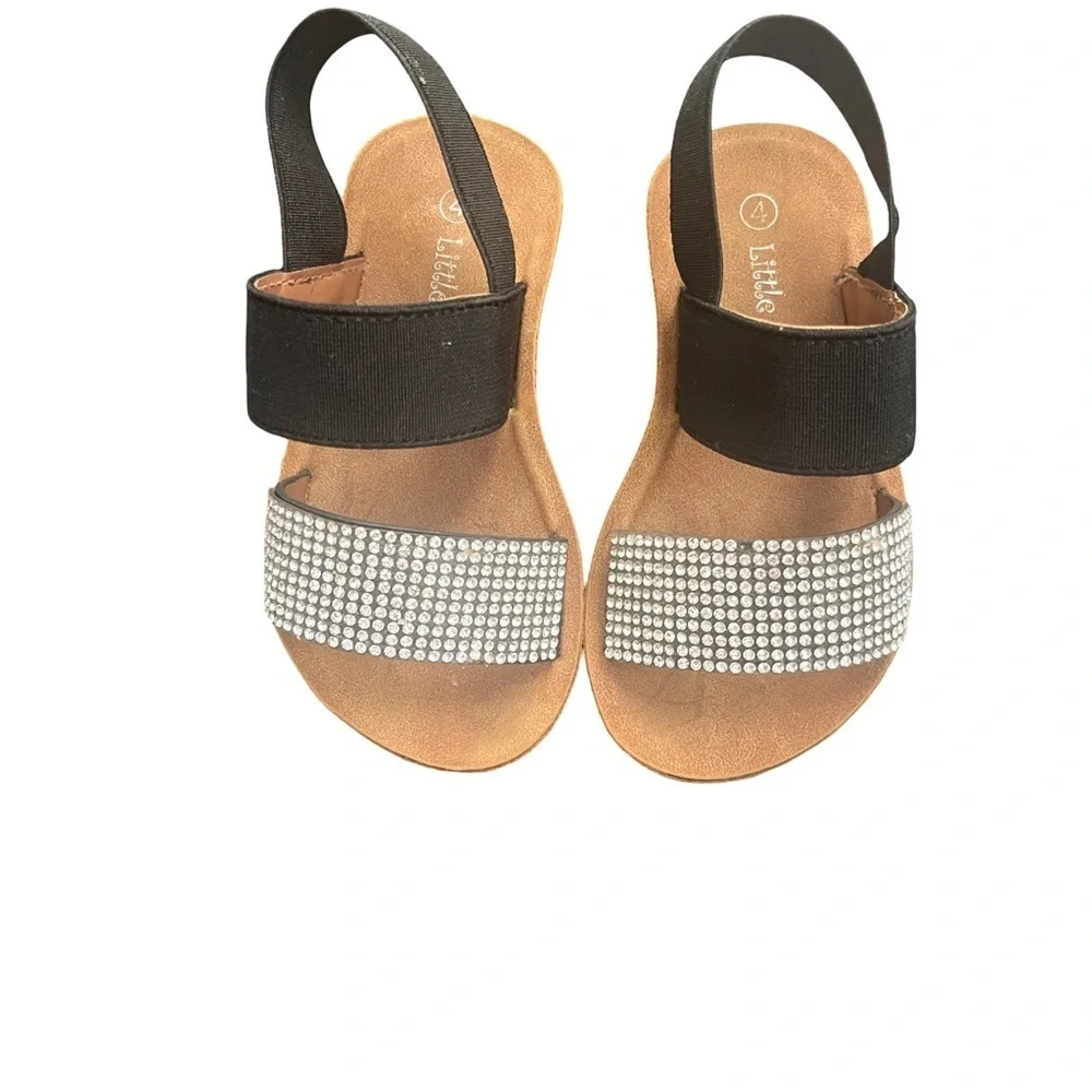 Little Star Black and Silver Stud Girls Sandal. Toddler Size 4. Great Condition.